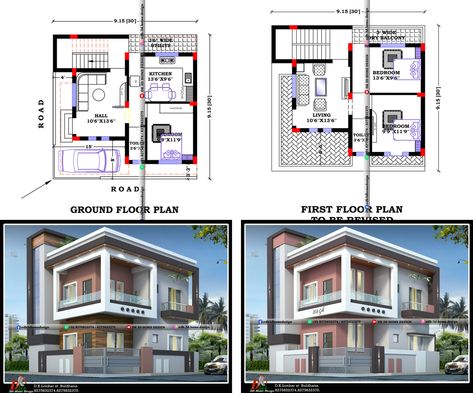 30x30 house plan is double floor house plan available with its 3D home design 30x30 House Plans 2 Story, 30x30 Floor Plans, 30x30 House Plans 2 Bedroom, 30x30 House Plans, 2 Story House Design, House Plans 2 Story, Double Story House, Building Design Plan, Duplex Floor Plans