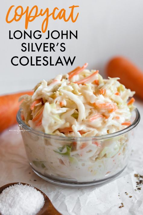 Long John Silvers Coleslaw Recipe, Copycat Long John Silvers, Pepper Cabbage, Tangy Coleslaw, Best Coleslaw Recipe, Easy Potluck, Coleslaw Recipe Easy, Long John Silver, Copy Cats