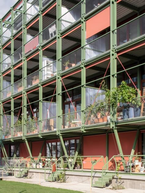 From Wine Storage to Winning Affordable Housing in Basel | Azure Magazine Photovoltaic System, Affordable Apartments, Storage Building, Signage System, Cultural Architecture, Social Housing, Structure Architecture, Space Architecture, Roof Terrace