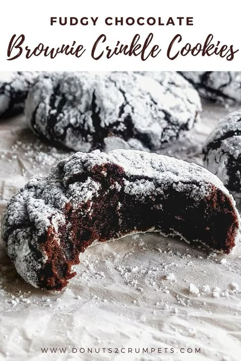 Chocolate Brownie Crinkle Cookies are soft, fudgy and rich on the inside, like a brownie, but slightly crisp on the outside - they are cookie perfection! Crinkle Brownie Cookies, Brownie Crinkle Cookies From Mix Boxes, Jumbo Brownie Cookies, Salted Brownie Crinkle Cookies, Chocolate Brownie Crinkle Cookies, Fudge Crinkle Cookies, Chocolate Crinkle Cookies Box Brownies, Brownie Crinkle Cookies, Cookie Perfection