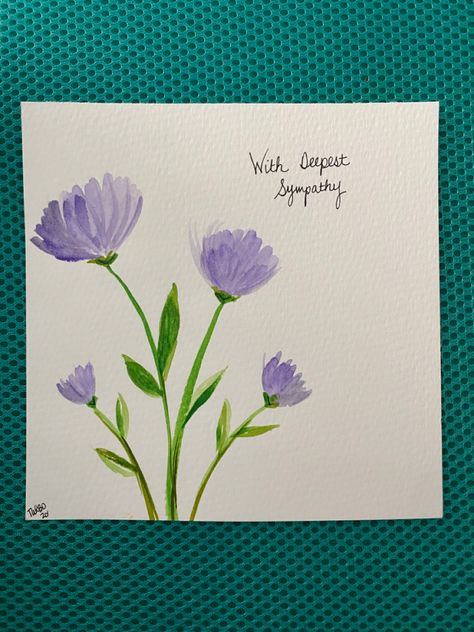 Sympathy Drawing, Watercolor Sympathy Cards Diy, Watercolor Sympathy Cards Handmade, Hand Painted Sympathy Cards, Handmade Sympathy Card Ideas Watercolor, Sorry For Your Loss Watercolor Cards, Diy Watercolor Cards, Sympathy Cards Handmade Party & Celebration, Friendship Flowers