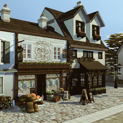 Henford On Bagley, Sims 4 Cottage, Victorian Street, The Sims 4 Lots, Cottage Floor Plans, Sims 4 House Building, Commercial Street, Sims 4 Cc Furniture, Old Cottage