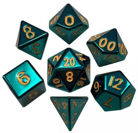 Metallic Dice Games 7 Die Polyhedral Metallic 16mm Turquoise | Etsy Dragon Snacks, Dnd Shenanigans, Dice Aesthetic, Diy Resin Dice, Dice Ideas, Pretty Dice, Dice Dragon, Turquoise Painting, Dungeons And Dragons Dice