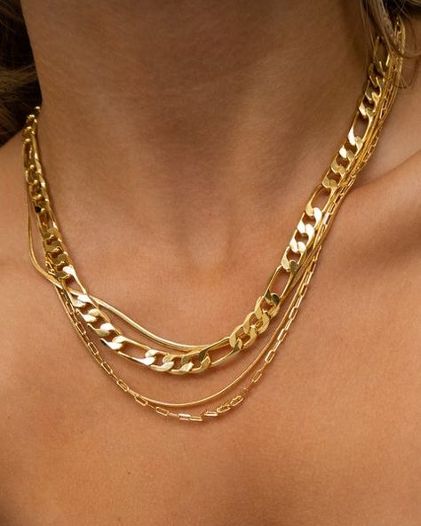 Triple Chain Necklace, Multi Chain Necklace, Luv Aj, Figaro Chain Necklace, Jewelry Accessories Ideas, Charm Necklace Silver, Gold Charm Necklace, Figaro Chains, Figaro Chain