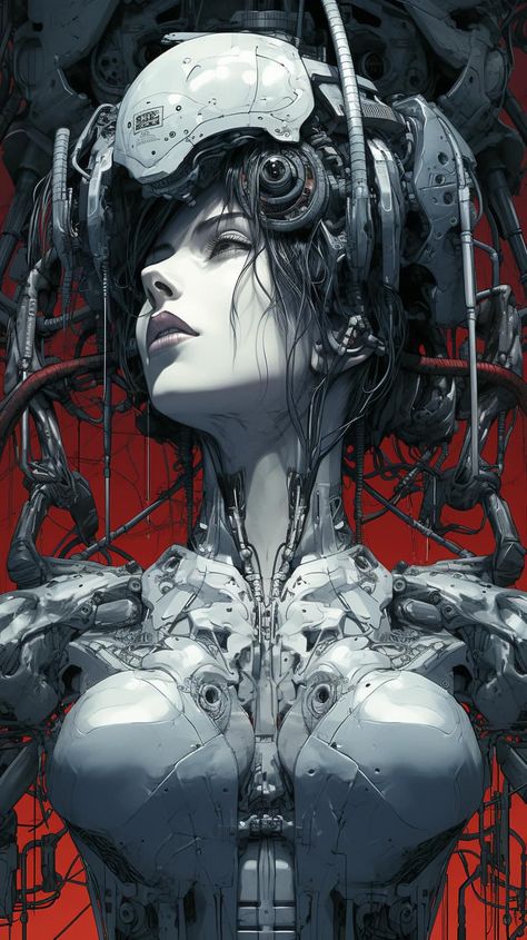 Cyberpunk Design, Cyborgs Art, Cyberpunk Anime, Cyberpunk Girl, Black Cartoon Characters, Arte Cyberpunk, Dark Art Illustrations, Art Community, Ghost In The Shell