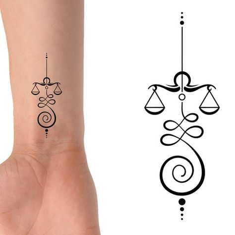 Pretty Libra Tattoos, Unalome Libra Tattoo, Pisces And Libra Tattoo Combined, Libra Wrist Tattoos For Women, Virgo Libra Tattoo, Zodiac Libra Tattoos, October Libra Tattoo, Libra Tattoo Scales, Libra Tattoo Behind Ear