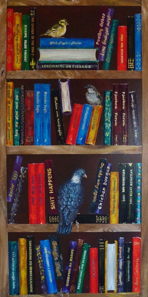 Paintings Of Bookshelves, Book Shelf Painting Canvas, Painting Of A Bookshelf, Painting Of Bookshelf, Bookshelf Painting Art, Bookshelf Painting Canvas, Bookshelves Painting, Paintings Of Books, Book Painting Ideas On Canvas