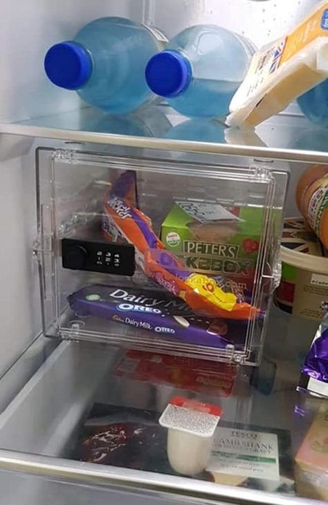 Dad buys fridge safe to stop fiancee eating his chocolate Chocolate Fridge, Cadbury Chocolate, Delicious Snacks, Safe Box, Bad Feeling, Home Safety, Dairy Milk, Chocolate Treats, Cute Dogs And Puppies