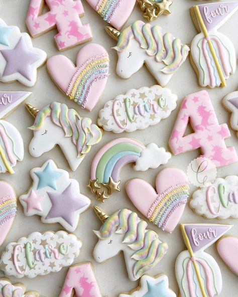 A magical day is on the way for miss Claire🦄💖🌈 #cowtowncookieco #fortworthcookies #aledocookies #unicorncookies #unicornbirthday… | Instagram Unicorn Party Cookies, Unicorn Birthday Party Cookies, Two Magical Birthday, Fourever Magical Birthday Party, Magical One First Birthday, 4 Ever Magical Birthday, Four Ever Magical, 4ever Magical Birthday, Fourever Magical Unicorn Birthday