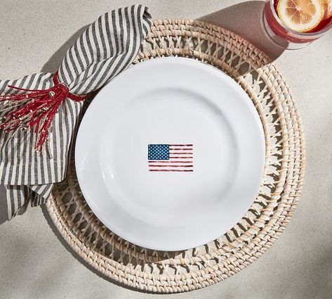 The Americana Shop | Patriotic Dinnerware & Decor | Pottery Barn Potter Barn, Melamine Dinner Plates, Flag Icon, 4th Of July Decorations, 4th Of July Party, Dinner Plate Sets, Decorative Pottery, Plates Set, Pottery Barn Teen