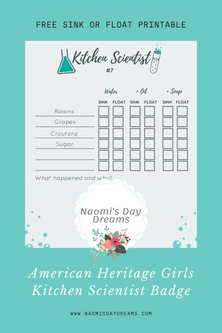 American Heritage Girls Tenderheart, Sink Or Float Experiment, American Heritage Girls Ahg, American Heritage Girls Badge, Ahg Badge, Free Printable Chore Charts, Sink Or Float, American Heritage Girls, Printable Chore Chart