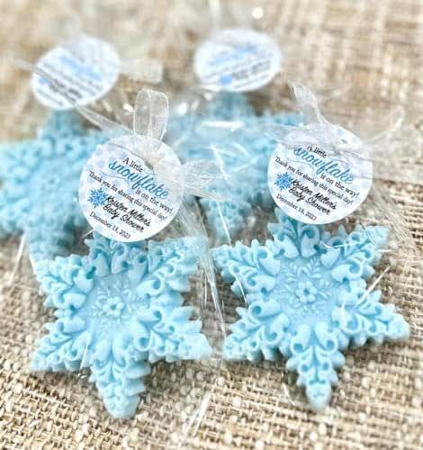 Blue Snowflake Soap Favors - Winter Baby Shower Decorations, Christmas Party Gift For Guests in Bulk, A Little Snowflake Is On The Way Gender Reveal, Snow Themed Boy Birthday, Holiday Babyshower Decor Favors Baby Shower Boy, Winter Wonderland Baby Shower Ideas, Wonderland Baby Shower Ideas, Snowflake Is On The Way, Snowflake Soap, Winter Baby Shower Decorations, Babyshower Decor, Winter Favors, Handmade Party Favors