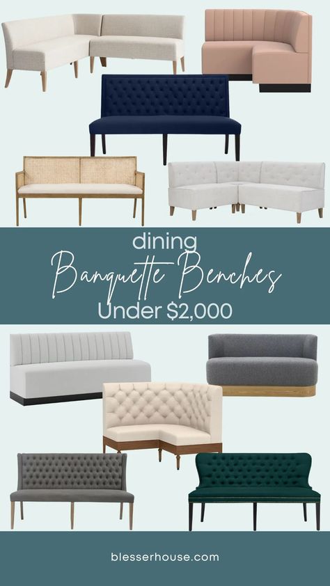 Banquette bench seating is trending big in eat-in kitchens and dining nooks lately! Learn all about banquettes and where to buy them for all price points. | Bless'er House Banquette Seating In Kitchen Bay Window, Window Banquette, Modern Banquette Seating, Banquette Seating Dining Room, Upholstered Banquette Seating, Dining Bench With Back, Dining Nooks, Dining Banquette Bench, Seating In Kitchen