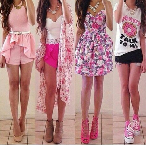 Rosa Summer Outfit For Teen Girls, Cute Outfits With Shorts, Pastel Dresses, Style Kendall Jenner, Summer Fashion For Teens, Outfit Party, Outfits Trendy, Heels High, Club Dress