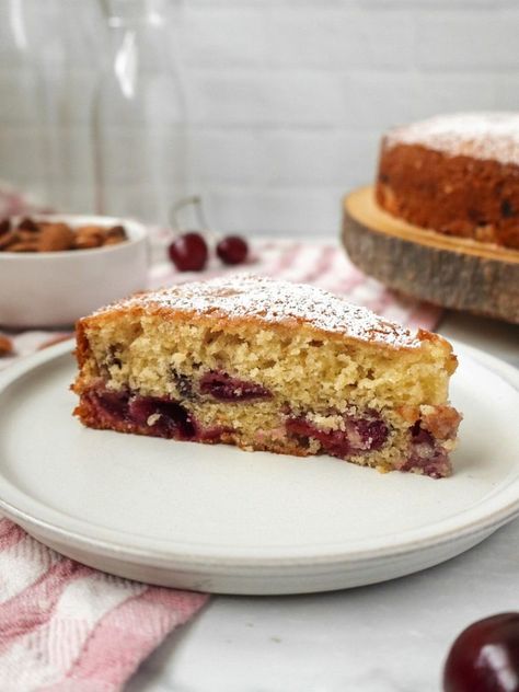 Cherry Almond Cake - My Happy Bakes Cherry Almond Cake, Cherry And Almond Cake, Cake Structure, Cake Calories, Cherry Season, Measuring Ingredients, Frozen Cherries, Cherry Almond, Almond Cake