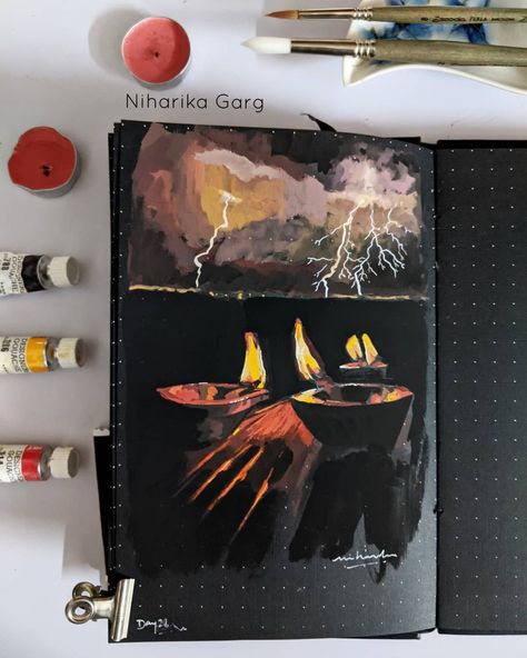 Gouache painting on The Black Sketchbook Gouache On Black Paper, Black Sketchbook, Gouache Art, Sketchbook Drawing, Black Paper, Gouache Painting, Artist At Work, Contemporary Artists, Art Studio