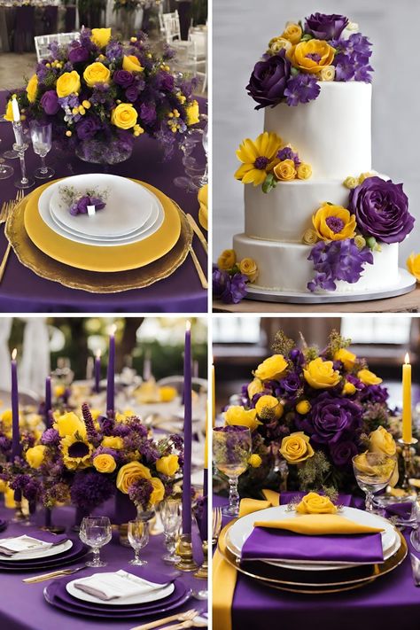 Purple Wedding Color Palette Ideas: 5 Beautiful Purple Wedding Color Ideas - Francisca's Bridal Yellow And Purple Wedding Theme, Yellow Wedding Color Palette, Purple Wedding Color Palette, Purple And Yellow Wedding, Wedding Color Ideas Spring, Wedding Color Ideas Winter, Wedding Color Ideas Summer, Purple Wedding Colors, Make A Color Palette