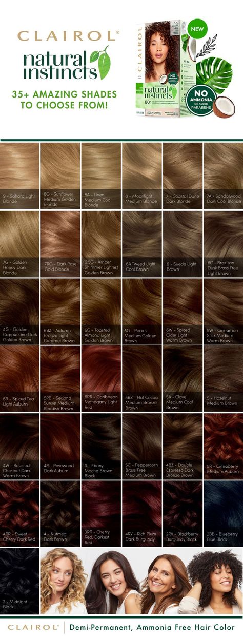 Natural Instincts Hair Color, Natural Hair Colors, Clairol Natural Instincts, Clairol Natural, Angela Simmons, Cute Hair Colors, At Home Hair Color, Beauty Boss, Hair Color Chart