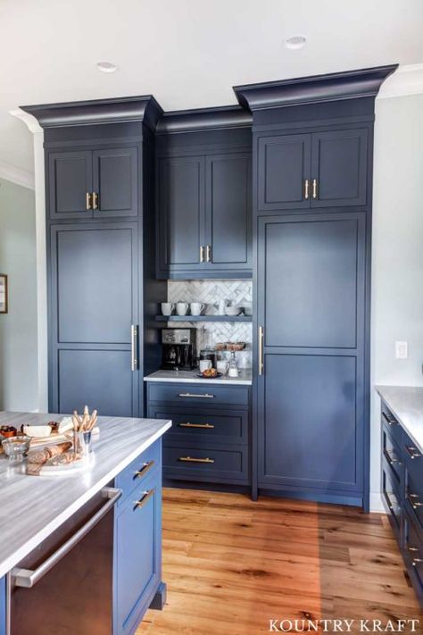 Navy Kitchen Cabinets, Kitchen Navy, Hale Navy Benjamin Moore, Navy Blue Kitchen Cabinets, Navy Cabinets, Navy Blue Kitchen, Navy Kitchen, Navy Paint, Hale Navy