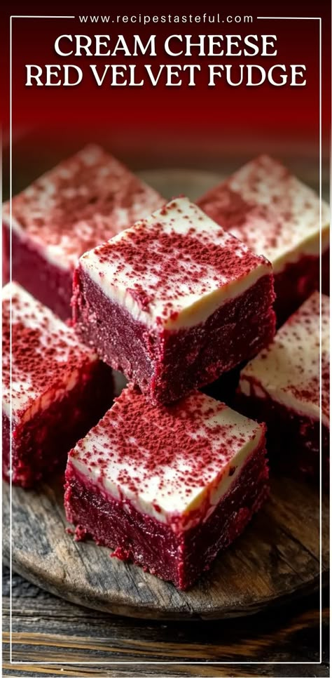 This smooth and decadent Cream Cheese Red Velvet Fudge combines the velvety richness of red velvet with a creamy layer of cream cheese. It's a show-stopping treat perfect for any occasion, offering a sweet and visually stunning dessert that will delight your guests. Types Of Fudge, Velvet Fudge, Red Velvet Fudge, Velvet Desserts, Red Velvet Desserts, Red Desserts, Healthy Dessert Options, Creamy Pudding, Cake Bakery