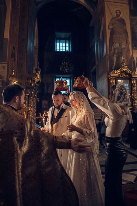 Russian Orthodox Wedding, Orthodox Marriage, Church Wedding Photos, Catholic Marriage, Orthodox Wedding, Bae Goals, Russian Orthodox, Dress Gallery, Catholic Wedding