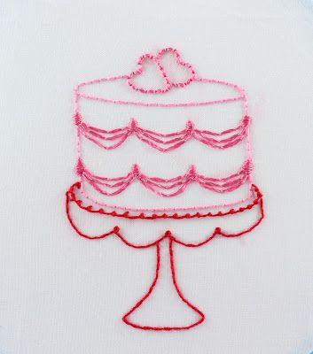 big B: la patisserie embroidery pattern Wedding Cake Embroidery, Cake Embroidery, Patisserie Cake, Etsy Embroidery, Ribbon Box, Hand Sewing Projects, Lazy Daisy Stitch, Towel Embroidery, Redwork Embroidery