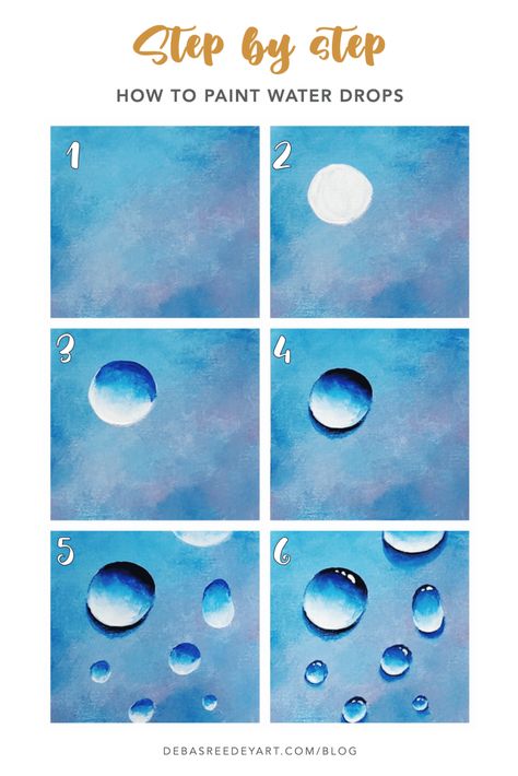 How to Paint Water Drops with Acrylics - A Step-by-Step Tutorial - Debasree Dey Art