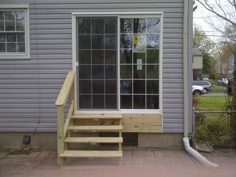 remodeling projects Simple Stairs, Stairs Porch, Contractor License, Patio Door Installation, Porch Doors, Outdoor Stairs, Patio Door, New Home Builders, Decks And Porches