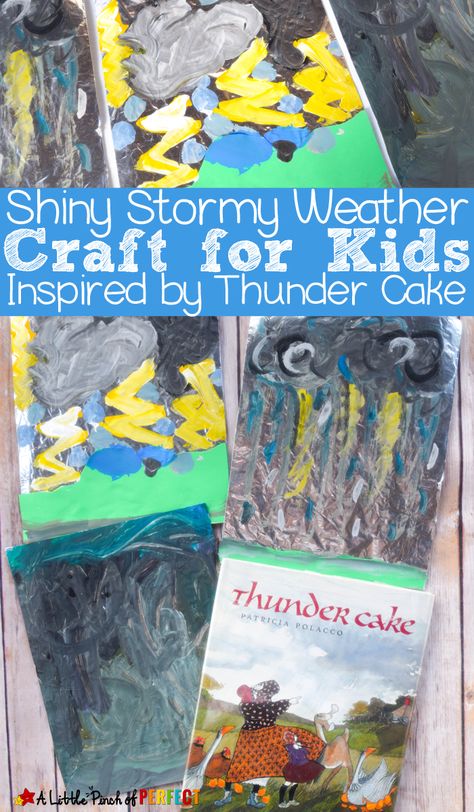 Stormy Weather Art for Kids Inspired by Thunder Cake - Stormy Weather Craft, Weather Homeschool, Thunder Cake, Painting Preschool, Thunder Weather, Page Painting, Weather Book, Weather Activities Preschool, Book And Craft