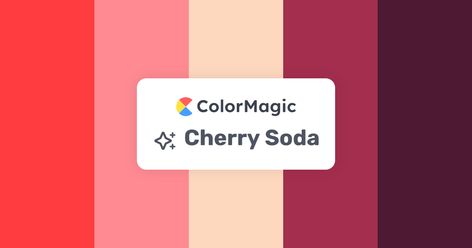 Cherry Soda | ColorMagic | AI Color Palette Generator Soda Pop Color Palette, Cherry Red Color Palette, Cherry Pallete Color, Pantone Cherry Tomato, Cherry Soda, Random Color Palette Generator, Color Palette Generator, Color Pallets, Color Matching