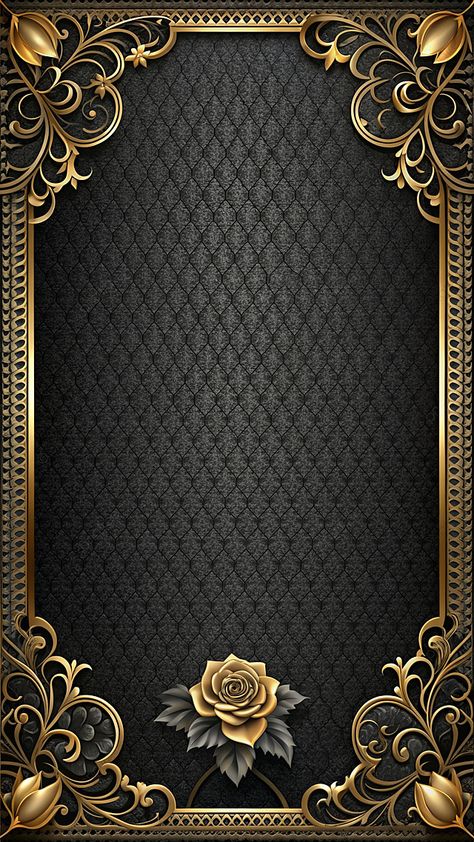 Black Texture Wallpaper, Golden Frame Background, Black Background Pictures, Floral Motifs Design, Black Textured Wallpaper, Wallpaper Frame, Free Use Images, Gold And Black Wallpaper, Wedding Flyer