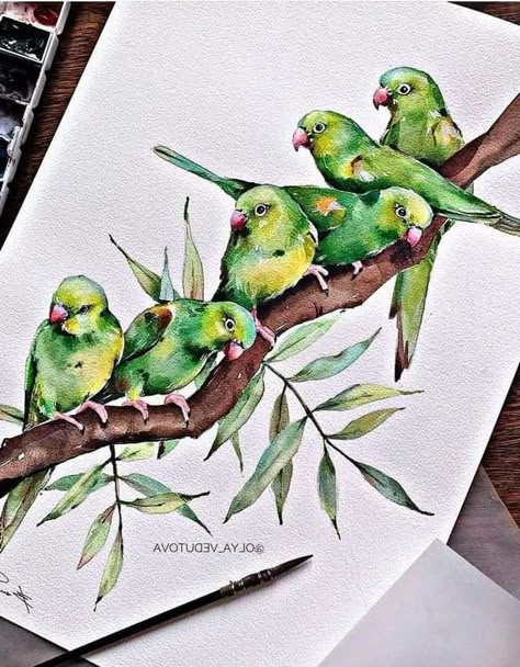 Birds Sketching, Hotel Painting, Parrot Watercolor, Meaningful Paintings, Acrylic Painting Inspiration, Modern Art Canvas Painting, Watercolor Paintings Nature, Oil Pastels Painting, Canvas Art Decor