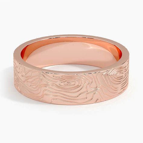 Shop Rose Gold Men's Wedding Bands - Brilliant Earth Topographic Pattern, Wedding Band Guide, Gold Mens Wedding Band, Rose Gold Mens Wedding Band, Ring Style Guide, Mens Wedding Bands Unique, Tacori Engagement Rings, Mens Gold Wedding Band, Trending Engagement Rings