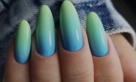 Ombre Blue And Green Nails, Green Blue Ombre Nails, Teal Ombre Acrylic Nails, Green And Blue Ombre Nails, Aqua Ombre Nails, Blue Green Ombre Nails, Blue And Green Ombre Nails, Ombré Blue Nails, Green And Blue Nails Designs