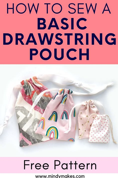 Drawstring Bag Pattern Free, Sew A Drawstring Bag, Easy Drawstring Bag, Simple Drawstring Bag, Diy Drawstring Bag, Drawstring Bag Diy, Drawstring Bag Tutorials, Unique Sewing Patterns, Bag Free Pattern