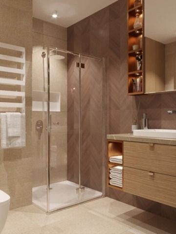 Beige Bathroom and Wooden Work Cream And Brown Bathroom, Chocolate Brown Bathroom, Bathroom Ideas Cream, Wooden Tiles Bathroom, Brown And Beige Bathroom, Beige And Brown Bathroom, Cream Bathroom Ideas, Bathroom Cream, Brown Tile Bathroom