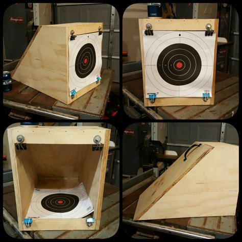 DIY BB trap target made from scrap. 50 Beowulf, Crossbow Rack, Outdoor Shooting Range, Archery Range, Trap Shooting, Hunting Diy, Shooting Target, Crossbow Hunting, Shooting Targets