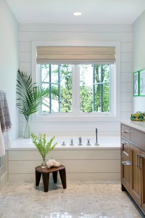 Modern Farmhouse Bathroom Shiplap Ideas – Pickled Barrel Shiplap Garden Tub, Shiplap Around Tub Master Bath, Shiplap Tub Surround, Bathroom Shiplap Ideas, Bathroom Shiplap, Farmhouse Style Homes, Guest Bath Ideas, Mom Bathroom, Bathtub Surround