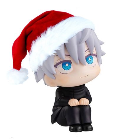 Christmas Gojo Satoru, Gojo Christmas Fanart, Gojo Satoru Christmas Pfp, Gojo With Santa Hat, Jujutsu Kaisen Christmas Icons, Jjk Christmas Icons, Satosugu Christmas, Gojo Satoru Christmas, Gojo Christmas Pfp