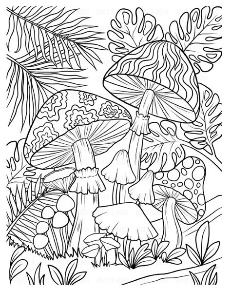 Mushroom Coloring Pages, Mushroom Coloring, Forest Coloring Pages, Coloring Pages Nature, Forest Coloring, Witch Coloring Pages, Coloring Pages Inspirational, Mushroom Forest, Coloring Page Printable