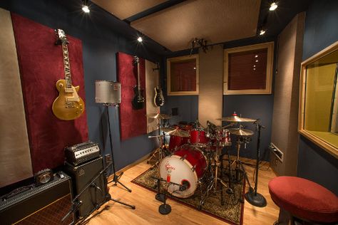 Drum fun in the live room. Music Studio Room Design, Studio Music Room, Music Room Office, Studio Room Design, Music Studio Design, Drums Studio, Music Studio Decor, Music Room Design, Home Recording Studio Setup