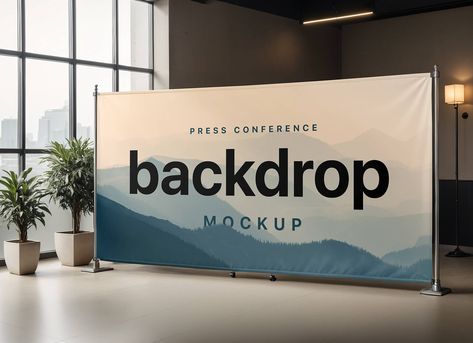 Free Press Conference Backdrop Mockup PSD - Good Mockups Press Conference Design, Event Backdrop Design, Conference Backdrop, Backdrop Mockup, Launch Event Ideas, Backdrop Template, Human Element, Ad Ideas, Church Furniture