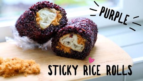 Fan Tuan Recipe, Purple Rice Recipes, Rice Rolls Recipe, Fan Tuan, Chinese Doughnut, Sticky Rice Recipe, Taiwanese Breakfast, Pork Floss, Purple Rice