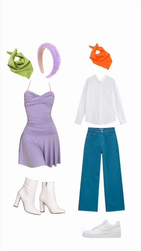 Fred And Daphne Costume, Fred And Daphne, Daphne Halloween Costume, Tinkerbell Halloween Costume, Daphne Scooby Doo Costume, Badass Halloween Costumes, Daphne Costume, Cute Couples Costumes, Cute Group Halloween Costumes