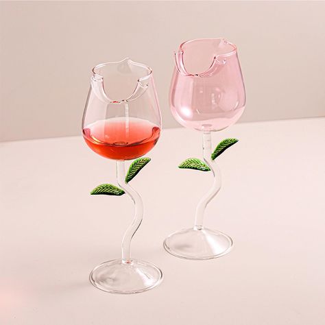 PRICES MAY VARY. Size: 150ml: Height: 212mm, Diameter: 70mm, 280ml: Height: 280mm, Diameter: 83mm. Material: The rose wine glasses are made of glass, smooth and elegance, can reflect the wine color more truly. Rose Shape Design: The rose shape glass has creative modeling, 3D modeling, and unique charm. Like a delicate artwork. Perfect Gift: Celebrate the most memorable moments in life with self-evident gifts, such as weddings, anniversaries, housewarming or engagement parties. Widely Application