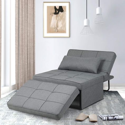 PRICES MAY VARY. Multifunctional Sofa Bed: This sofa bed It can be easily and quickly converted into 4 forms to meet your various needs, ottman, sofa chair, lounger and bed multi function versatile use. Premium Material: The couch bed breathable linen fabric and high density sponge with stereo lines, full and comfortable, helps you release the whole body from head to feet. Adjustable Backrest: This sleeper chair has 5 adjustment levels, which can be adjusted according makes you feel perfectly su Futon Chair Bed, Small Apartment Room, Sleeper Chair Bed, Convertible Chair, Futon Chair, Folding Ottoman, Sleeper Couch, Sleeper Ottoman, Folding Sofa Bed