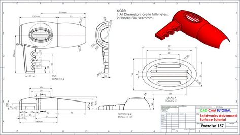 Solidworks Advanced Surface tutorial Exercise 157 Autocad Tricks, How To Draw Mechanical Details, Surface Drawing Solidworks, Solidworks Drawings For Practice, Solid Works Assembly Drawings, Solidworks Surface Drawings, Solidworks 2d Sketch, Autocad 2d Drawing Mechanical, Autocad Isometric Drawing