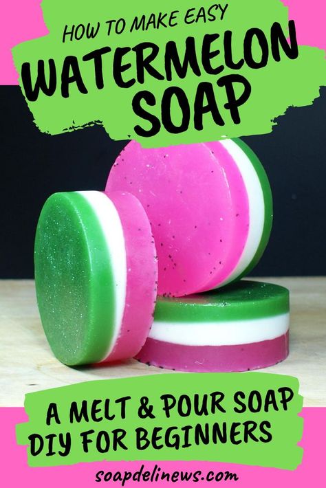 Watermelon Diy, Watermelon Soap, Soap Making Tutorials, Diy Soap Bars, Savon Diy, Diy Soap Recipe, Watermelon Color, Handmade Soap Recipes, Soap Tutorial