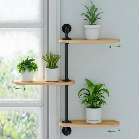 PRICES MAY VARY. Rotating Design:Our Window Plant Shelf features a unique 180° rotating design, ensuring your plants receive consistent light exposure throughout the day, allowing natural light for plants. This is especially beneficial for sunlight-dependent plants, such as succulents or herbs. Natural Light Optimization: Embrace the power of natural light for your plants by utilizing this 3-tier wooden shelf. The wooden shelf size is 16 inches long, 7 inches wide, and 28.3 inches tall, specific Shower With Plant Shelf, Cute Plant Decor For Bedrooms, Plant Stand Behind Couch, Indoor Planter Shelves, Indoor Plants Decor Small Space, Home Office Hanging Plants, Corner Shelves For Plants Indoor, Plant Stand For Small Spaces, Kitchen Window Succulents