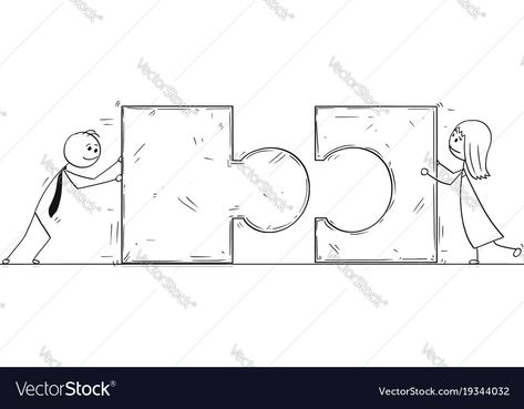 Two Puzzle Pieces Drawing, Teamwork Drawing Ideas, Partnership Illustration, Together Drawing, Puzzle Drawing, Linkedin Post, Business Partnership, Concept Drawing, Drawings For Boyfriend